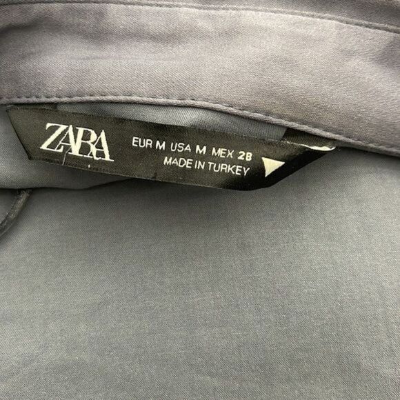 Zara Women Long Sleeve Ruched Button Front Utility Dress Size M - Picture 9 of 9